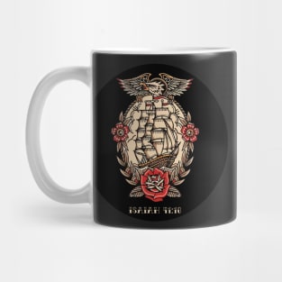 Ship Eagle American Traditional Tattoo Flash Mug